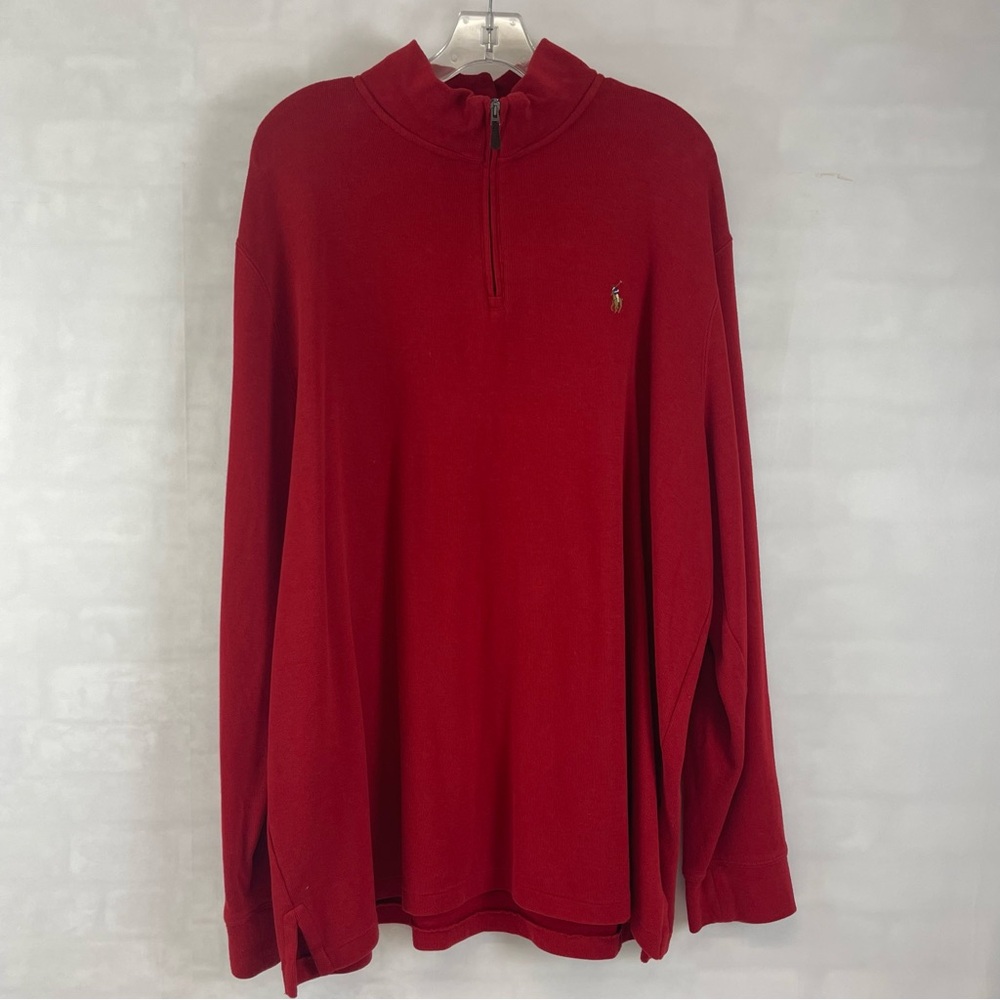 Polo Ralph Lauren Estate Rib Half Zip Pullover Sweater Red Cotton‎ XXL